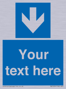 Custom Mandatory directional sign, blue arrow down